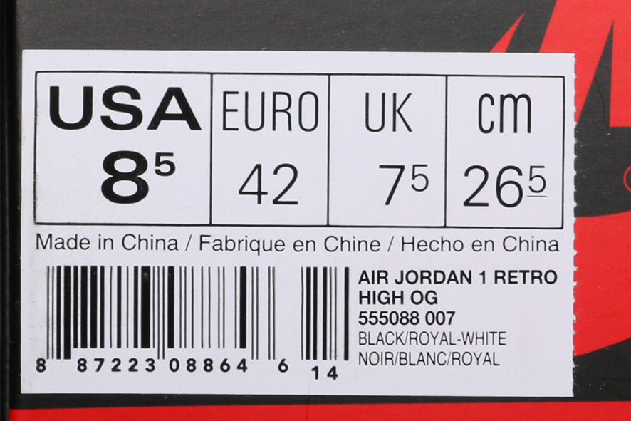 Nike Air Jordan 1 Retro High OG Royal 555088-007 01
