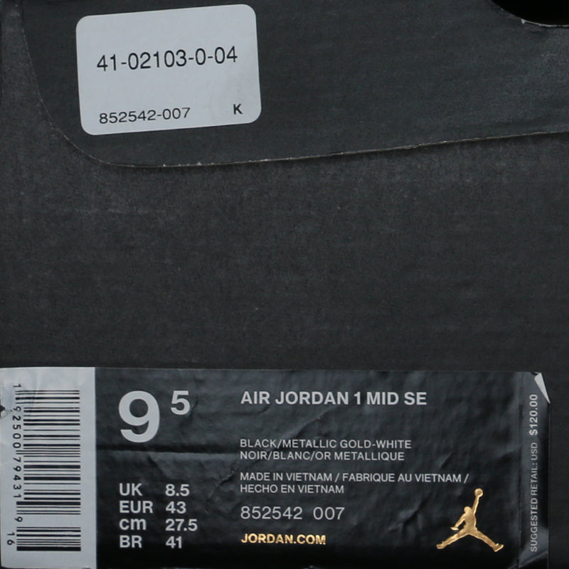 Nike Air Jordan 1 Mid SE Black Metallic Gold 852542-007 01