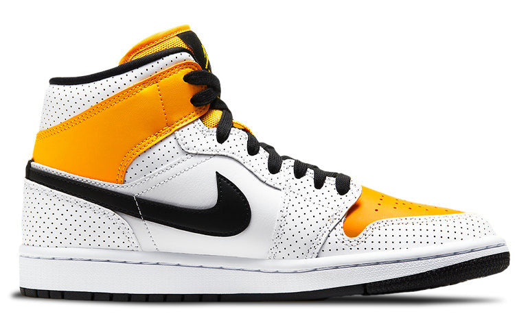 Womens WMNS Air Jordan 1 Mid Perforated - White University Gold BQ6472-107 01