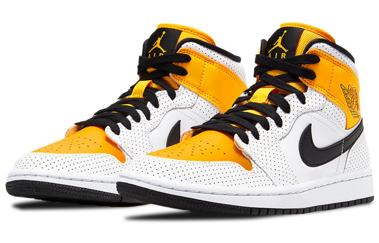 Womens WMNS Air Jordan 1 Mid Perforated - White University Gold BQ6472-107 01