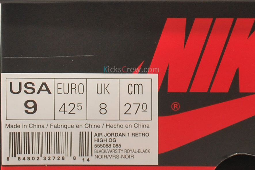 Nike Air Jordan 1 Retro High OG Retro - Black Royal 555088-085 01