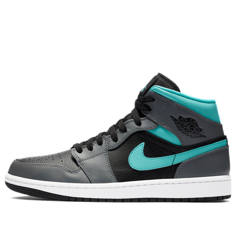 Nike Air Jordan 1 Mid 'Grey Aqua' Black/Light Aqua/Dark Smoke Grey 554724-063 01