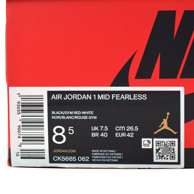Nike Air Jordan 1 Mid Fearless - Black Gym Red CK5665-062 01