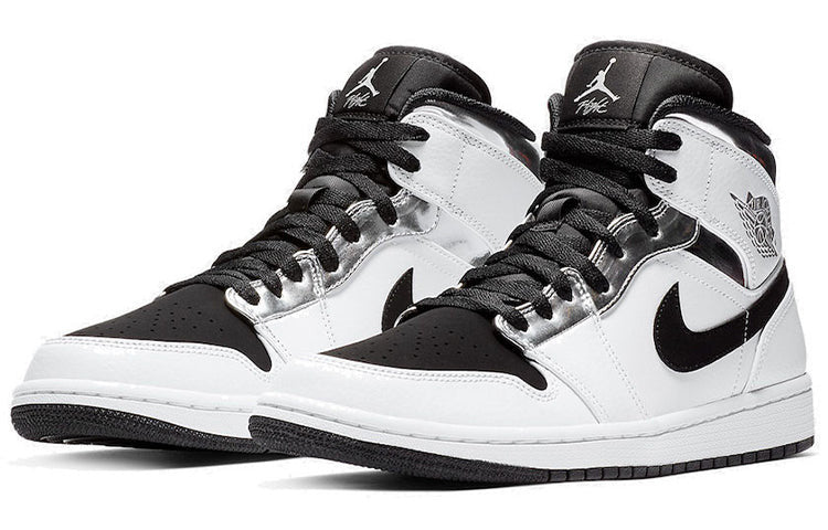 Nike Air Jordan 1 Mid White Black Silver 554724-121 01