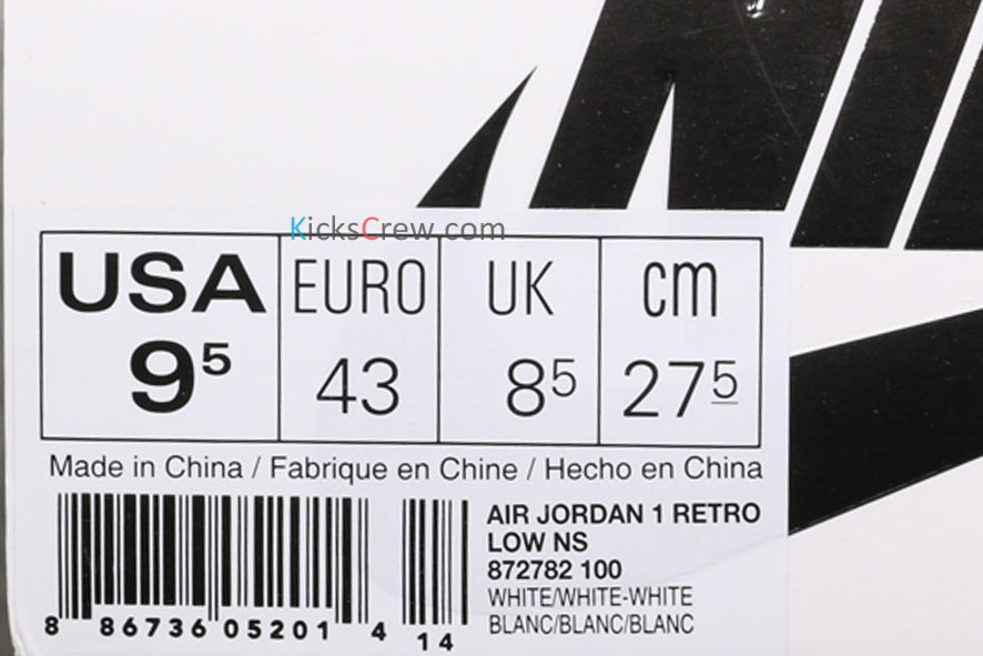 Nike Air Jordan 1 Retro Low NS Triple White 872782-100 01