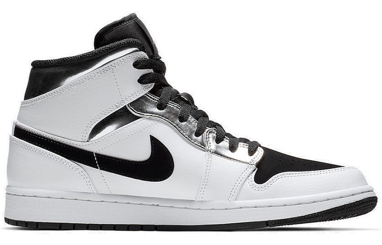 Nike Air Jordan 1 Mid White Black Silver 554724-121 01