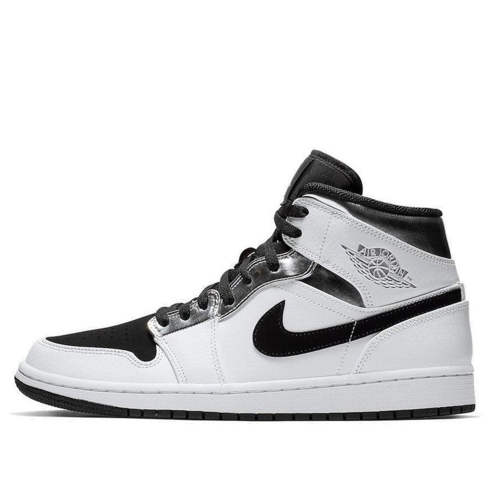 Nike Air Jordan 1 Mid White Black Silver 554724-121 01