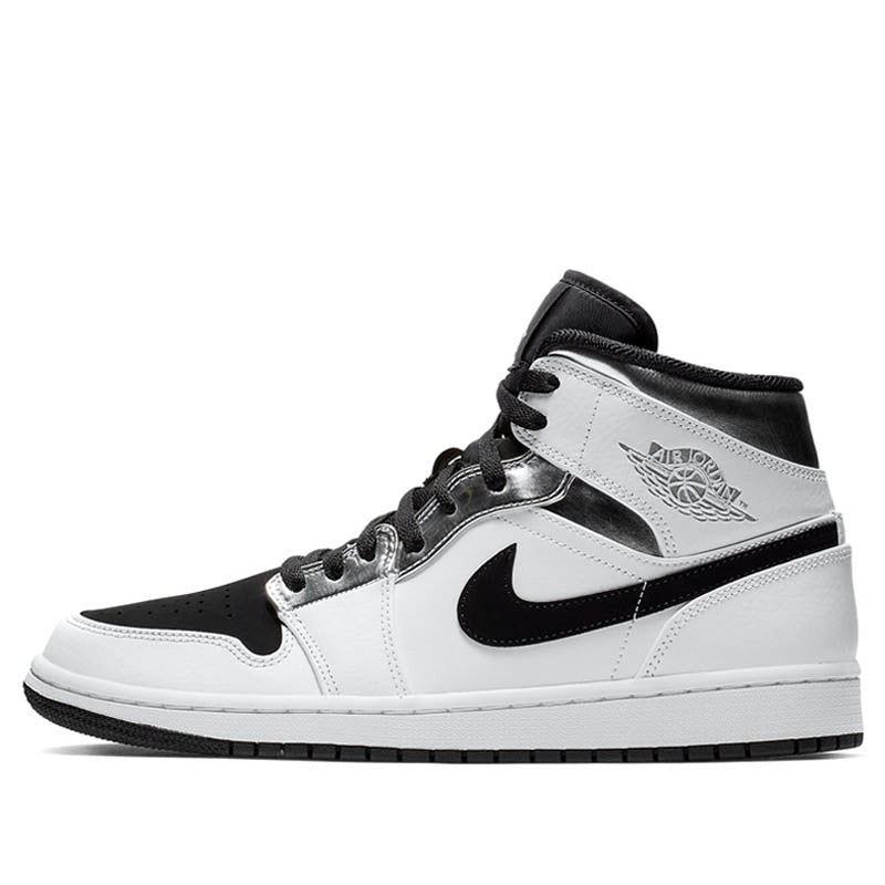 Nike Air Jordan 1 Mid White Black Silver 554724-121 01