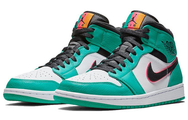 Nike Air Jordan 1 Mid SE 'South Beach' Turbo Green/Black-Hyper Pink-Orange Peel 852542-306 01