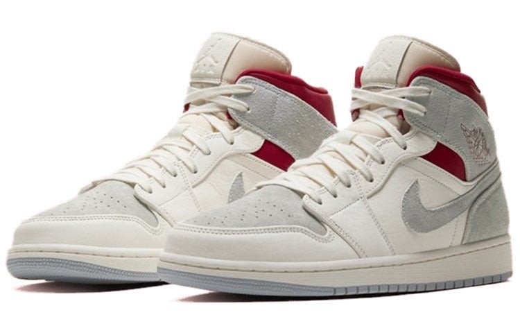Nike nstuff x Air Jordan 1 Mid Past, Present, Future Sail/Wolf Grey/Gym Red/White CT3443-100 01