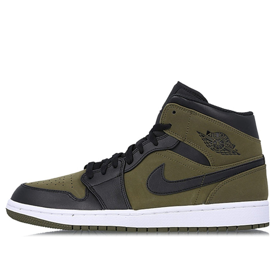 Nike Air Jordan 1 Mid Olive Canvas Black 554724-301 01