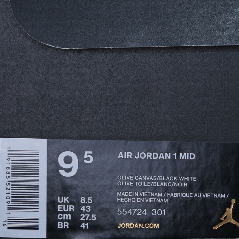 Nike Air Jordan 1 Mid Olive Canvas Black 554724-301 01