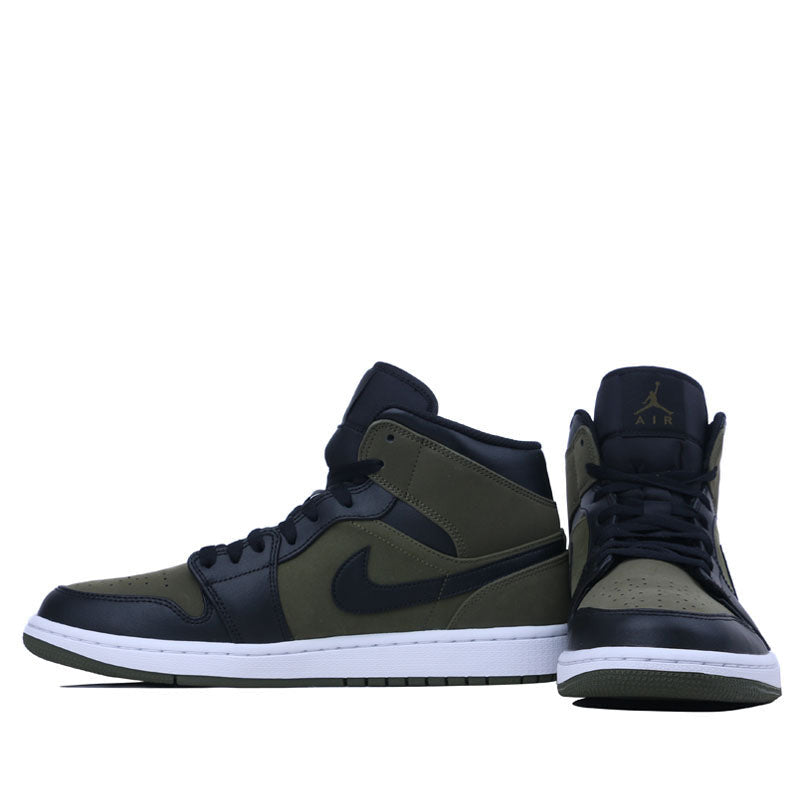 Nike Air Jordan 1 Mid Olive Canvas Black 554724-301 01