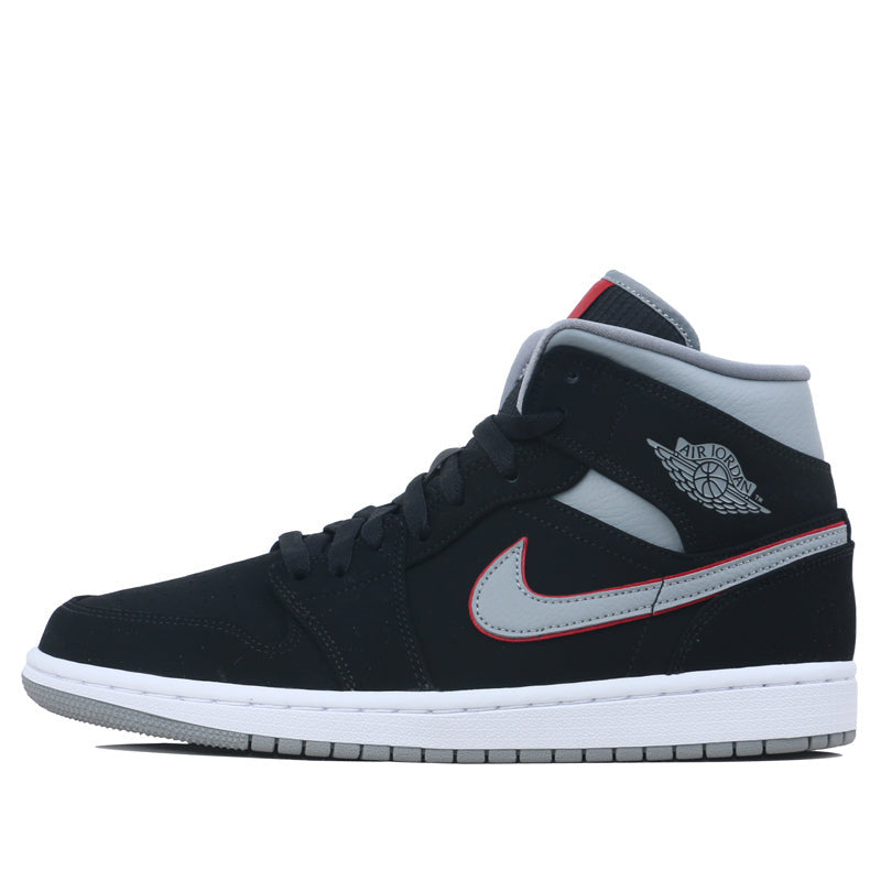 Nike Air Jordan 1 Mid Black Grey Gym Red 554724-060 01