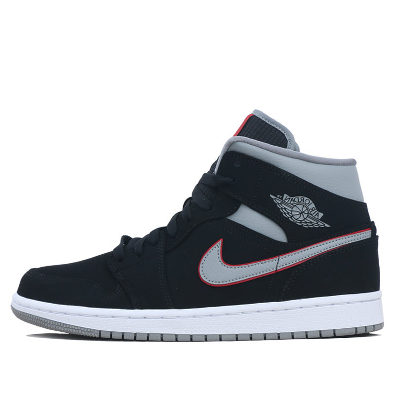Nike Air Jordan 1 Mid Black Grey Gym Red 554724-060 01