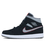 Nike Air Jordan 1 Mid Black Grey Gym Red 554724-060 01