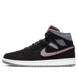 Nike Air Jordan 1 Mid Black Grey Gym Red 554724-060 01