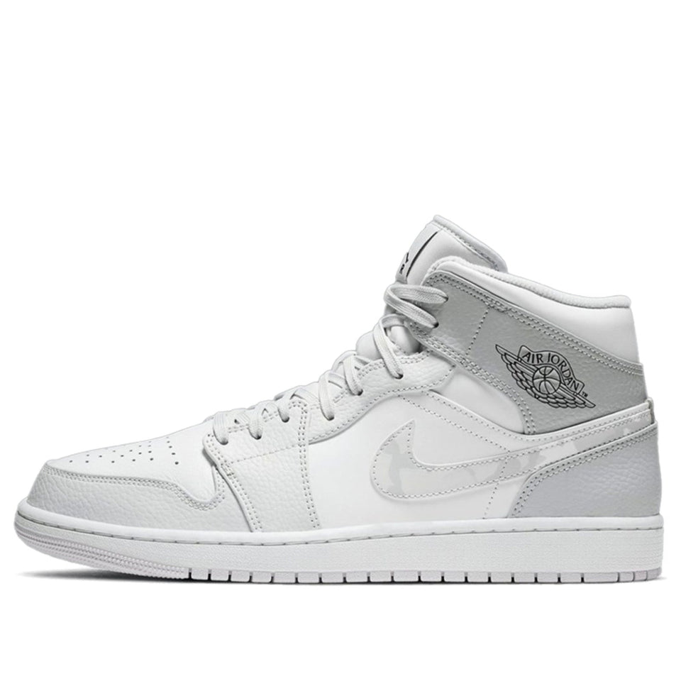Nike Air Jordan 1 Mid 'Swoosh Logo - Grey Camo' White/Photon Dust/Grey Fog DC9035-100 01
