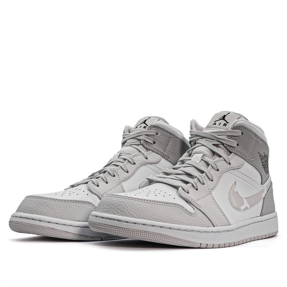 Nike Air Jordan 1 Mid 'Swoosh Logo - Grey Camo' White/Photon Dust/Grey Fog DC9035-100 01