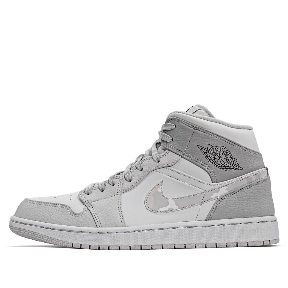 Nike Air Jordan 1 Mid 'Swoosh Logo - Grey Camo' White/Photon Dust/Grey Fog DC9035-100 01