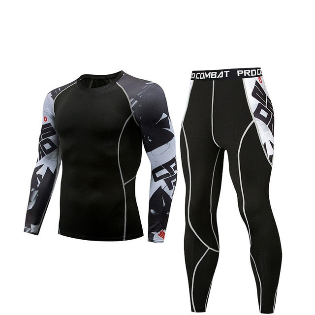 2019 New Men Compression Running jogging Suits Clothes Set