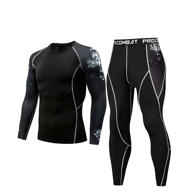 2019 New Men Compression Running jogging Suits Clothes Set