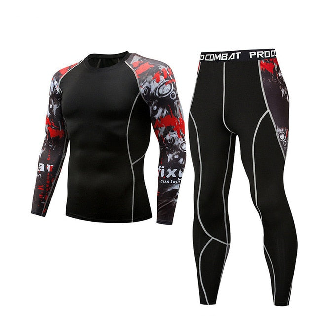 2019 New Men Compression Running jogging Suits Clothes Set
