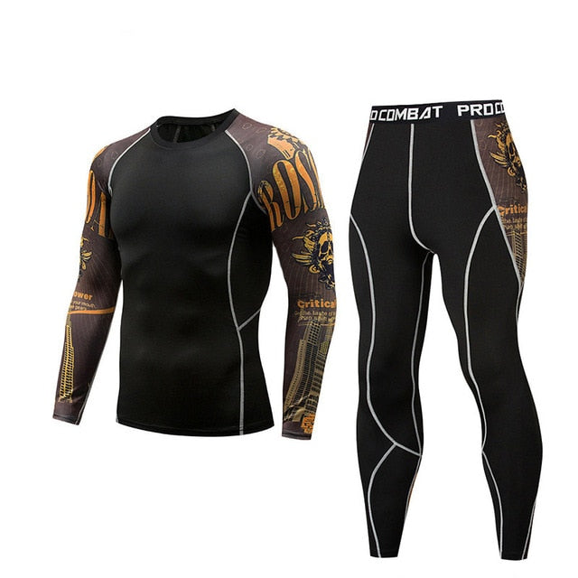 2019 New Men Compression Running jogging Suits Clothes Set