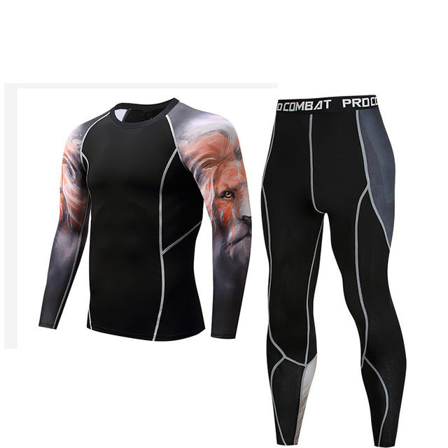 2019 New Men Compression Running jogging Suits Clothes Set