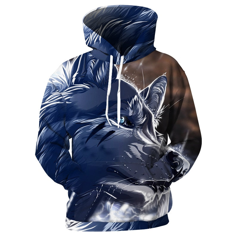 Wolf head  3D full over print Hoodie  WH2