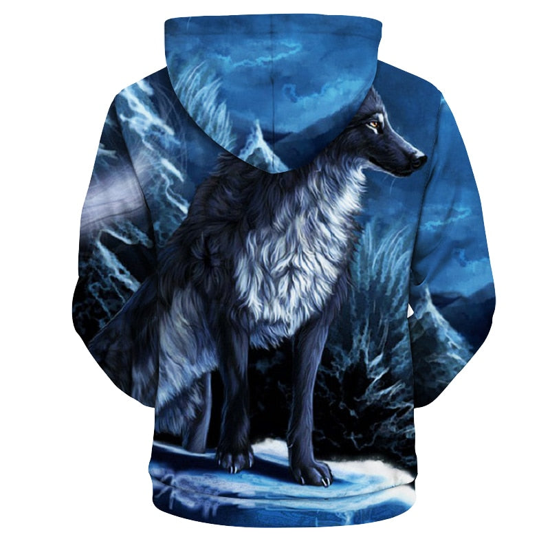 Wolf 3D full over print Hoodie W8