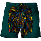 Funny Lion 3D full over print Beach Shorts FL1