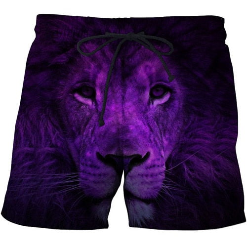 Funny Lion 3D full over print Beach Shorts FL1