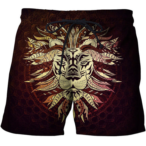 Funny Lion 3D full over print Beach Shorts FL1