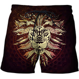 Funny Lion 3D full over print Beach Shorts FL1