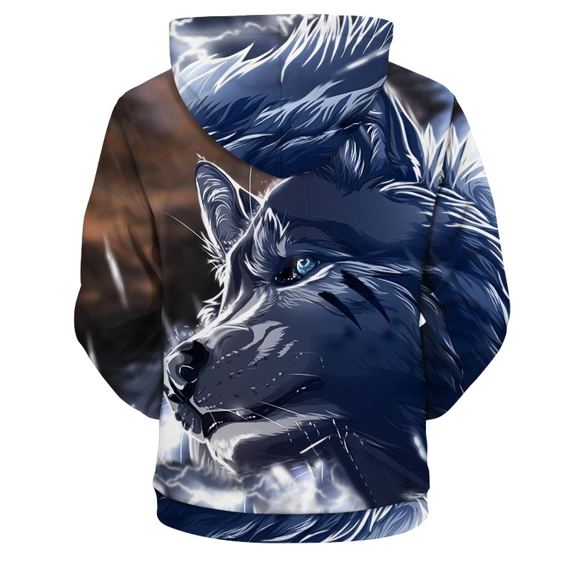 Wolf head  3D full over print Hoodie  WH2