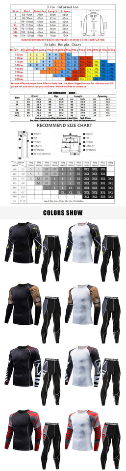 Mens Compression Suits Long Sleeve Shirt+Shorts Fitness Tight Quick Dry