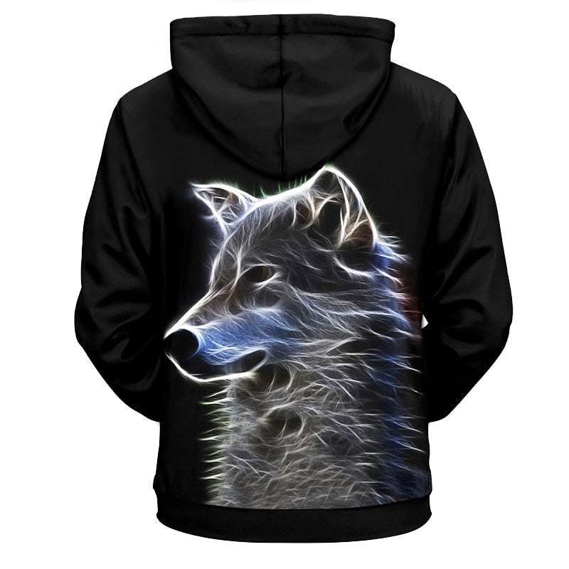 Wolf 3D full over print Hoodie W7