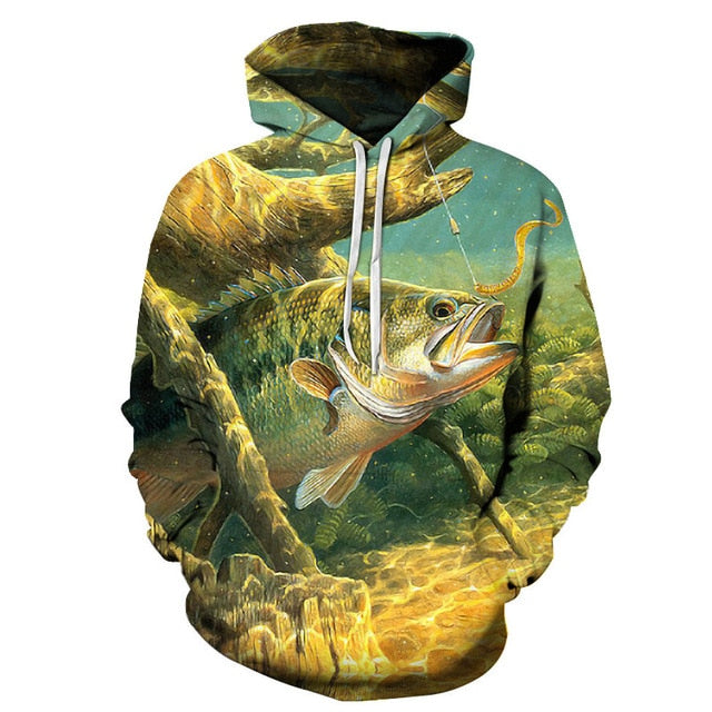 Fish Hoodies Sweatshirts Men 3d Pullover Funny Print
