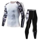 Mens Compression Suits Long Sleeve Shirt+Shorts Fitness Tight Quick Dry