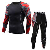 Mens Compression Suits Long Sleeve Shirt+Shorts Fitness Tight Quick Dry