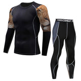 Mens Compression Suits Long Sleeve Shirt+Shorts Fitness Tight Quick Dry