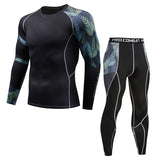Mens Compression Suits Long Sleeve Shirt+Shorts Fitness Tight Quick Dry