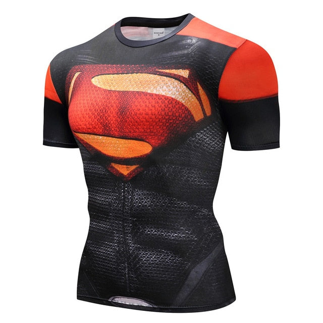 Superman Tshirts Men Compression Shirts