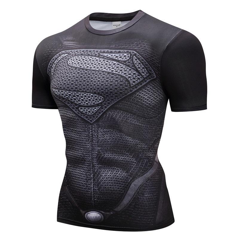 Superman Tshirts Men Compression Shirts