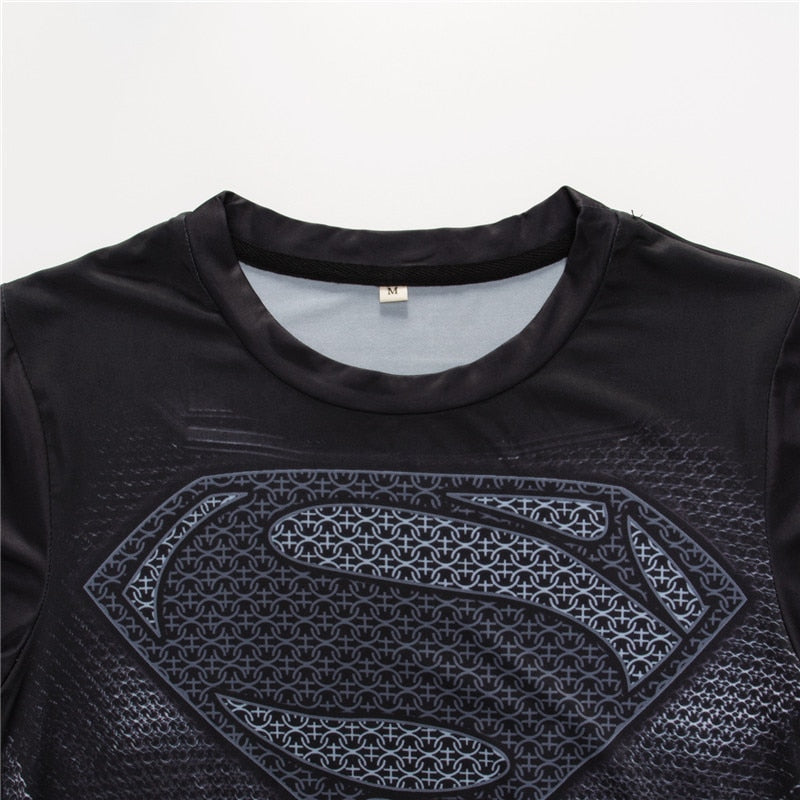 Superman Tshirts Men Compression Shirts