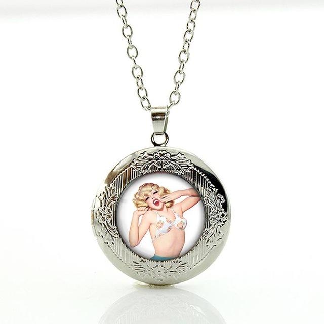 Vintage Elvis Presley locket Pendant The King Rock Jewelry Marilyn Monroe Audrey Hepburn